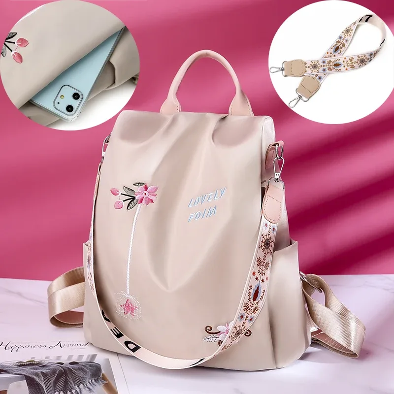 sac à dos oxford étanche pour femmes, sac à dos antivol à la mode, sac d'école imprimé de haute qualité, grande capacité, 2024