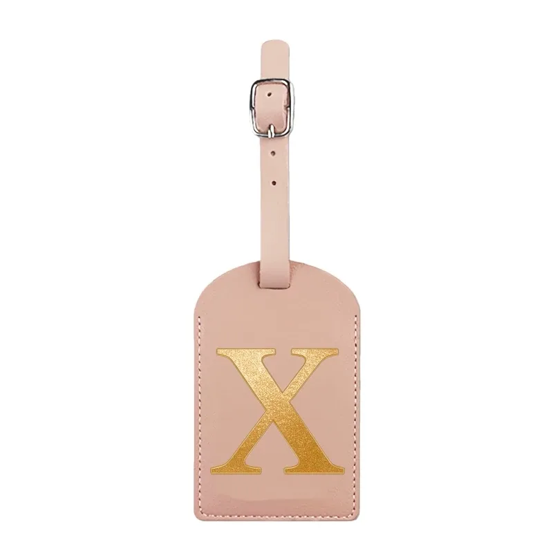 étiquette de bagage personnalisée avec nom, rose, avec motif de carte d'embarquement et initiales pour une identification facile