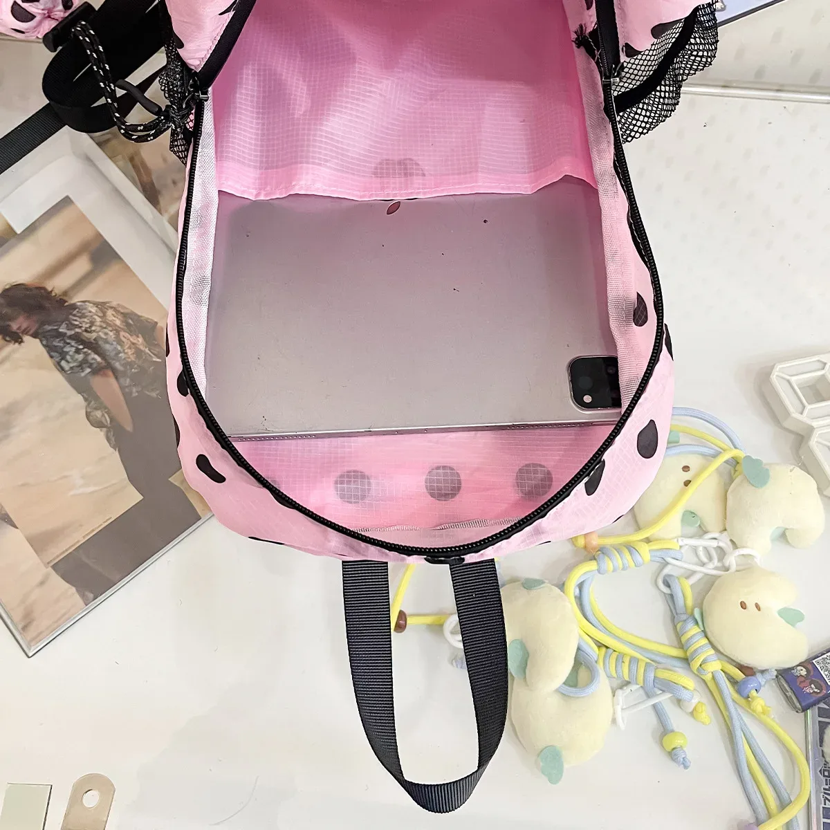 sac à dos décontracté à pois pour femme, idéal pour les voyages, le sport en plein air, l'escalade, le transport quotidien et les loisirs