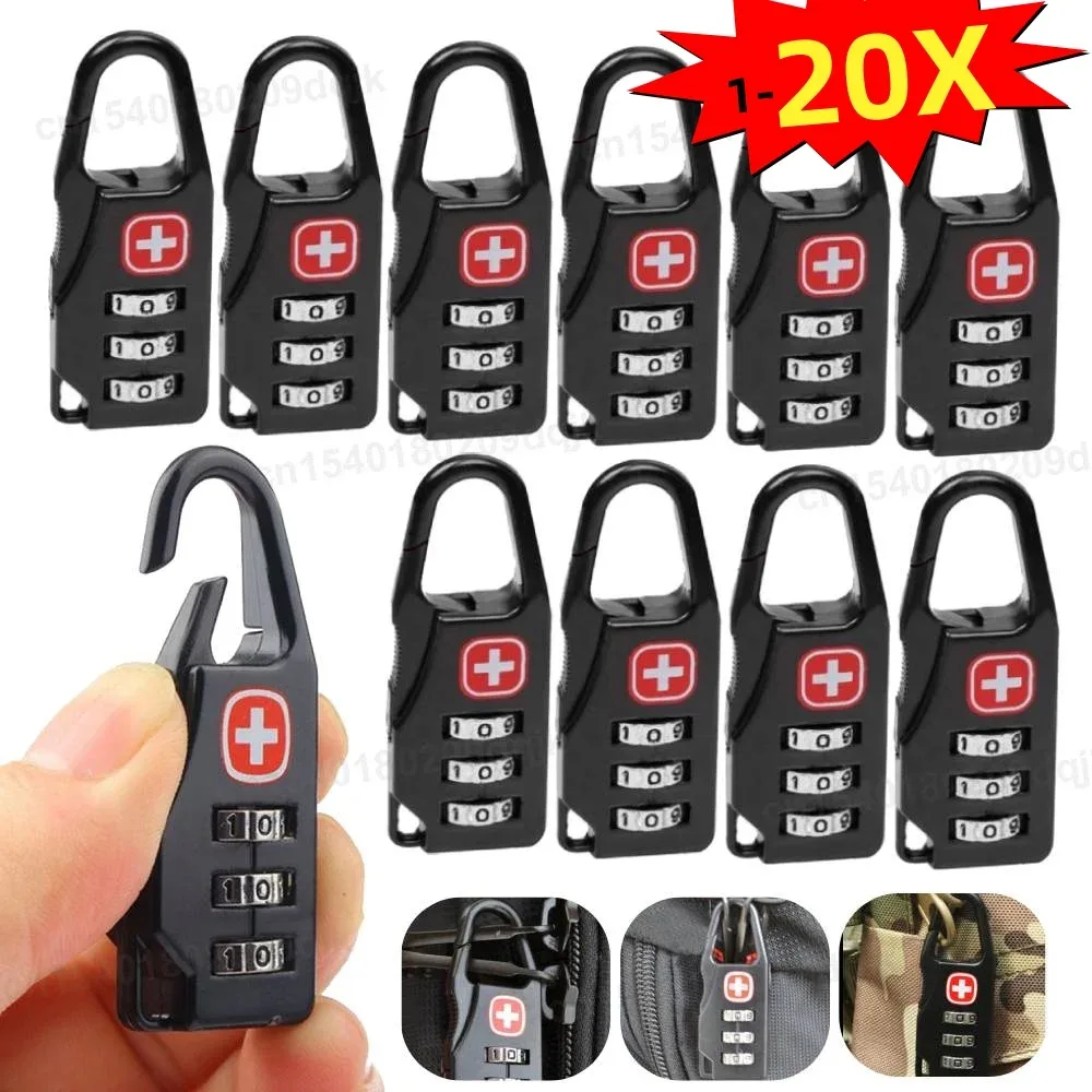 cadenas de verrouillage en alliage portable, 1 à 20 pièces, pour bagages de voyage en plein air, sac à dos à fermeture éclair, sac à main, combinaison antivol sûre, serrure à numéro de code
