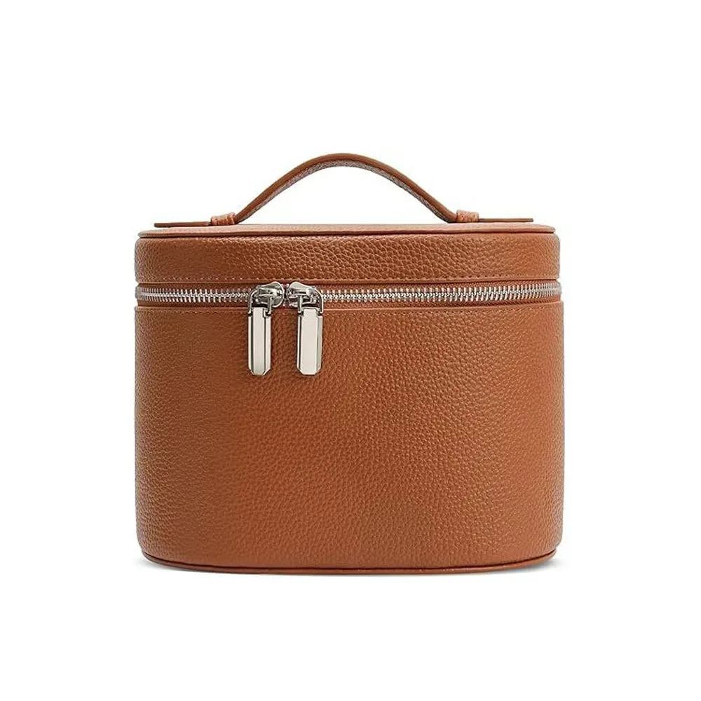 boîte à cosmétiques de grande capacité en cuir pu, sac de rangement de voyage étanche, fermeture à glissière, boîte de rangement interne, pochette de toilette