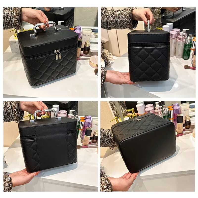 sac à cosmétiques en cuir pu pour femmes, étanche de haute qualité, étui à cosmétiques portable de grande capacité, organisateur de valise de voyage de maquillage