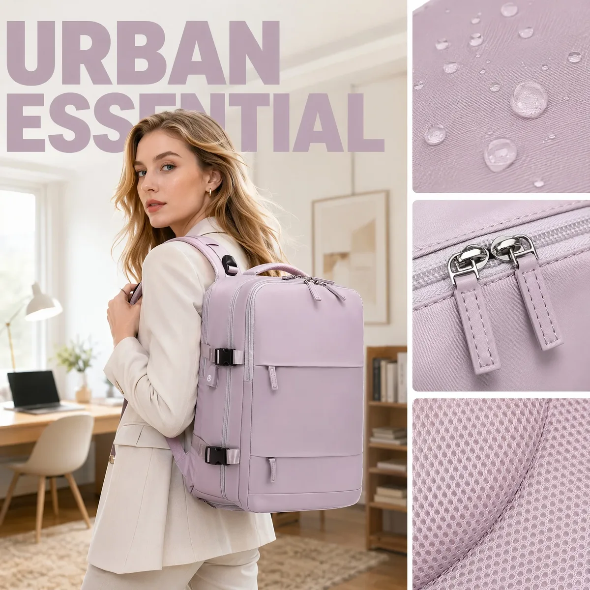 sac à dos de voyage décontracté pour femme, sac à dos de mode professionnel pour femme, sac à dos de sport et d'extérieur avec compartiment à chaussures, sac à dos pour ordinateur portable et sac à couches pour femme