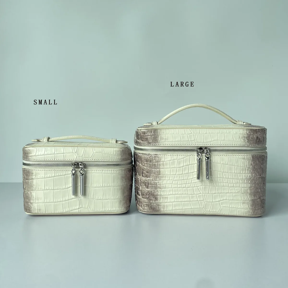 sac de toilette en cuir de vache de l'himalaya à motif crocodile, nouveau sac de rangement pour bijoux de grande capacité, sac de maquillage portable en cuir véritable