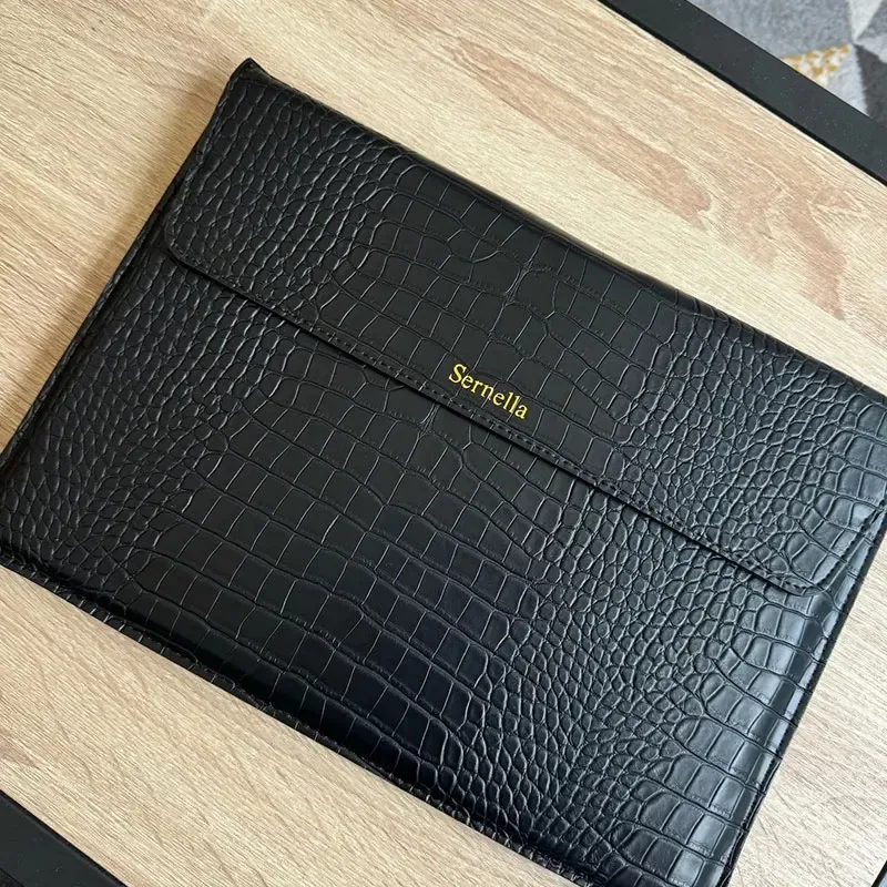 étui pour ordinateur portable croco personnalisé avec monogramme, pour macbook air 13 pouces, pro retina 15 po
