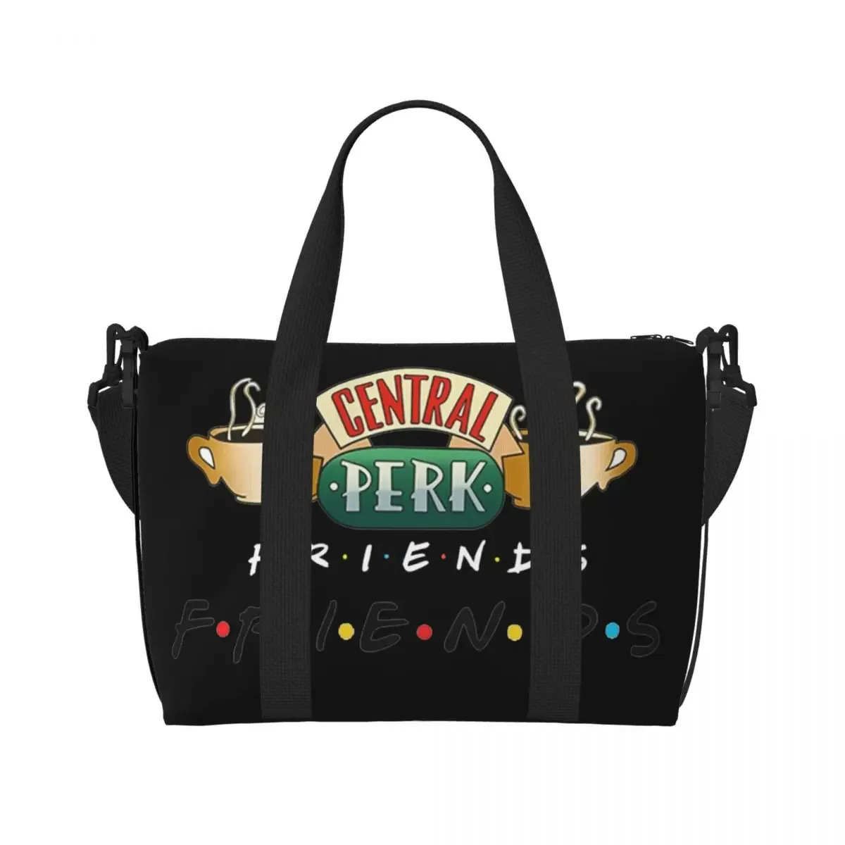 personnalisé drôle amis émission de télévision sac fourre-tout femmes grande capacité central perk café bande dessinée salle de sport plage sacs de voyage