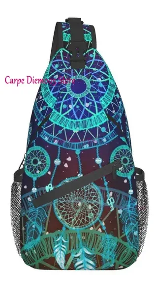 sac à bandoulière aquarelle pour hommes et femmes, style boho attrape-rêves mandala, sac de jour de randonnée, sac à dos à bandoulière, sac de poitrine de voyage pour hommes et femmes