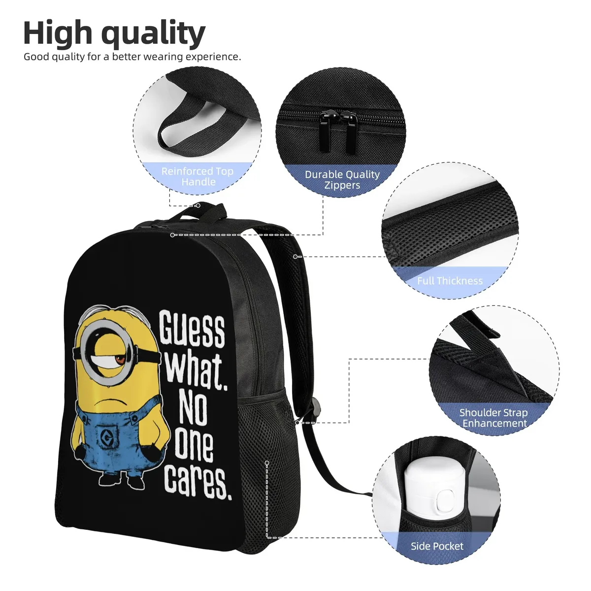 sac à dos m-minions de dessin animé, sacs à dos mignons pour filles, sacs de trekking de grande taille pour lycée, sac à dos design