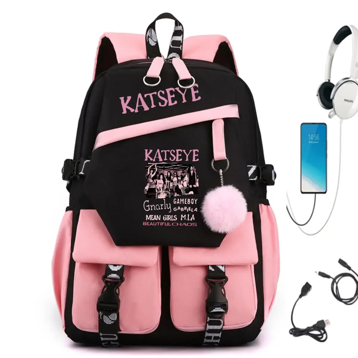 nouveau sac à dos katseye pour filles, sac à dos de loisirs pour étudiantes, sac à dos de voyage tendance coréen ulzzang, sac à dos pour ordinateur portable pour femmes