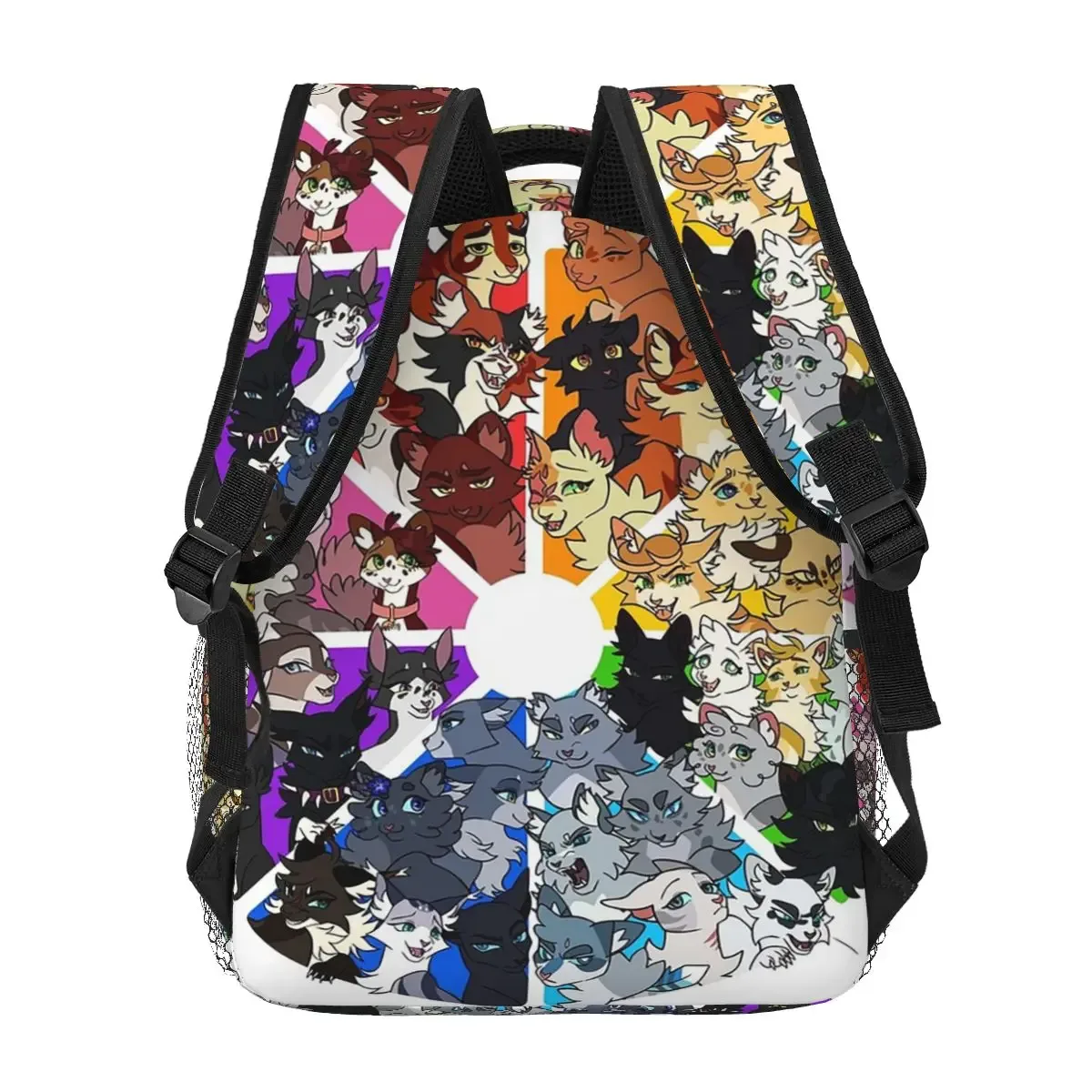 sac à dos scolaire warrior cats color wheel, sac de voyage et de randonnée pour garçons et filles, sac à dos tendance, sacs à bandoulière