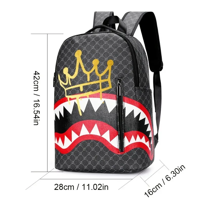 nouveau sac à dos double bandoulière décontracté pour homme, grande capacité, style requin, pour affaires, campus, école et voyage