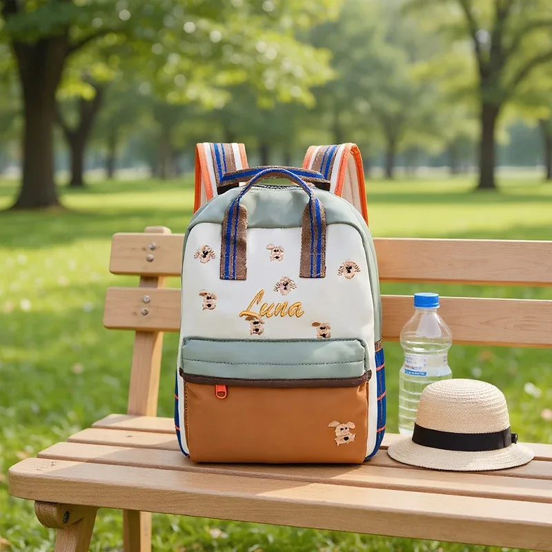 sac à dos personnalisé brodé sur mesure / 2 options standard, motif dessin animé mignon, matelassage en forme de cœur, sac à dos décontracté, cadeau pour la rentrée scolaire