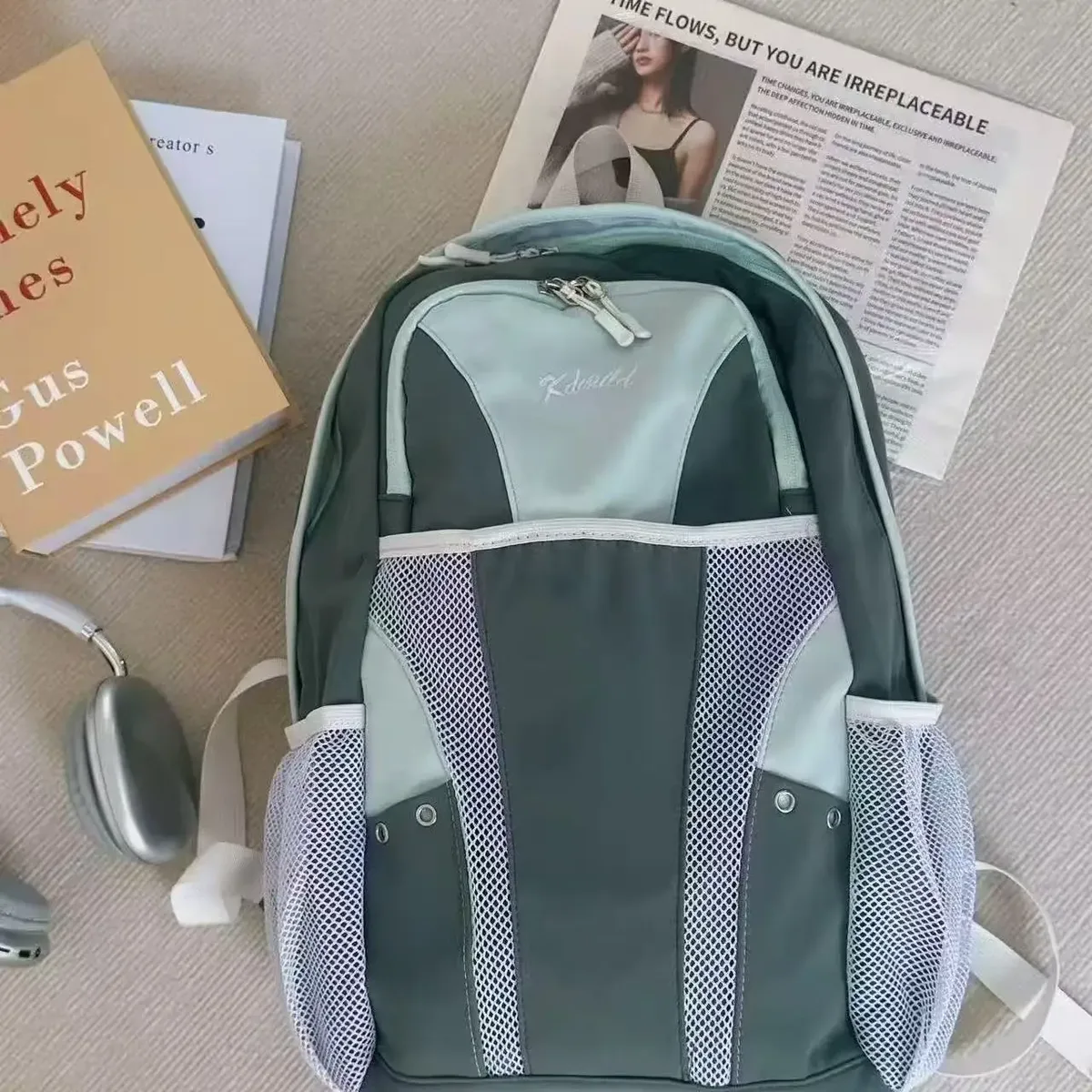 sac à dos de voyage tendance grande capacité unisexe, sac d'école patchwork, sacs à dos en nylon bleu y2k pour femme, sacs de randonnée décontractés pour homme, nouveauté 2026
