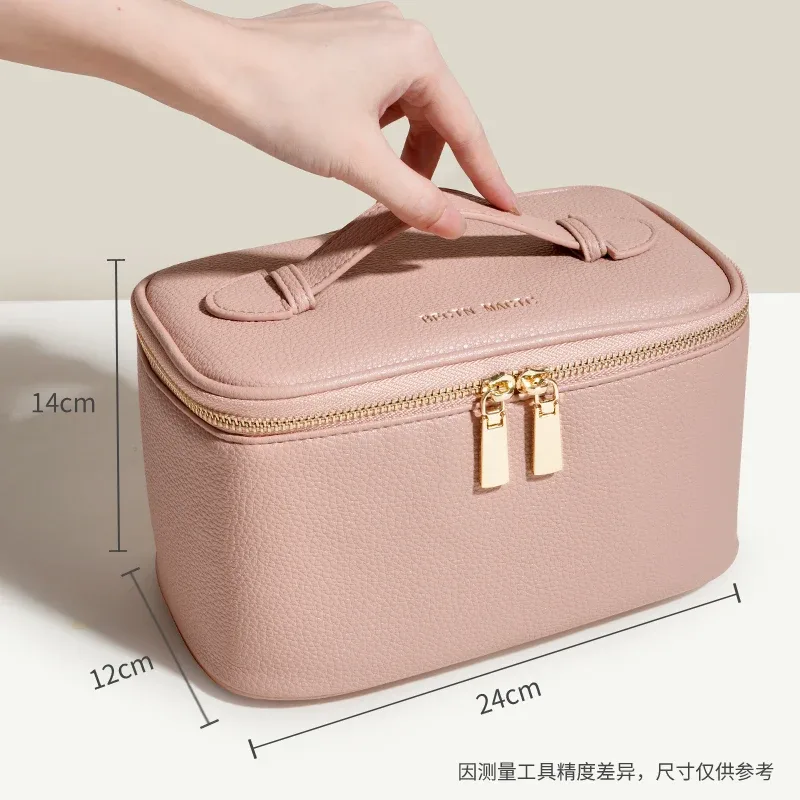 trousse de maquillage portative en cuir pu de grande capacité pour femmes-2025 nouveauté organisateur de toilette de voyage avec plusieurs compartiments