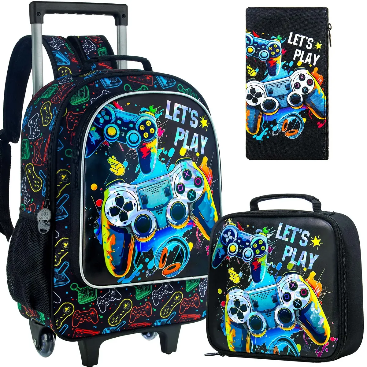 sac à dos roulant pour filles et garçons, sac à livres d'école à roulettes pour enfants avec sac à déjeuner, sac d'école à roulettes pour enfants