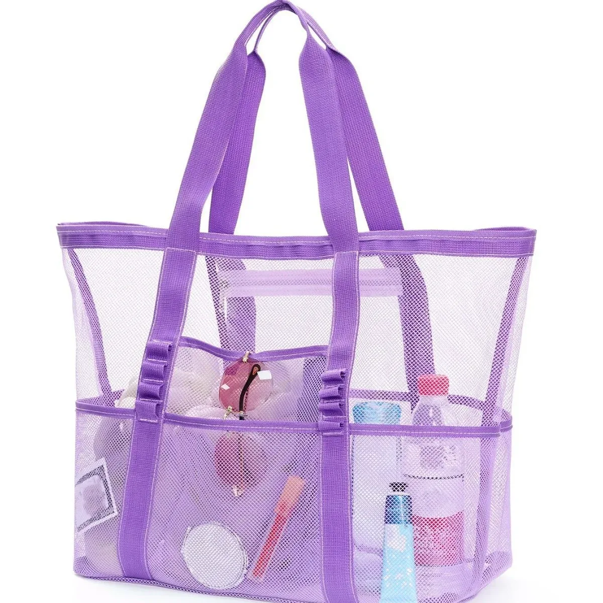 sac fourre-tout en maille respirante multi-poches de grande capacité, à séchage rapide, sac de rangement multi-compartiments pour articles de sport et de natation