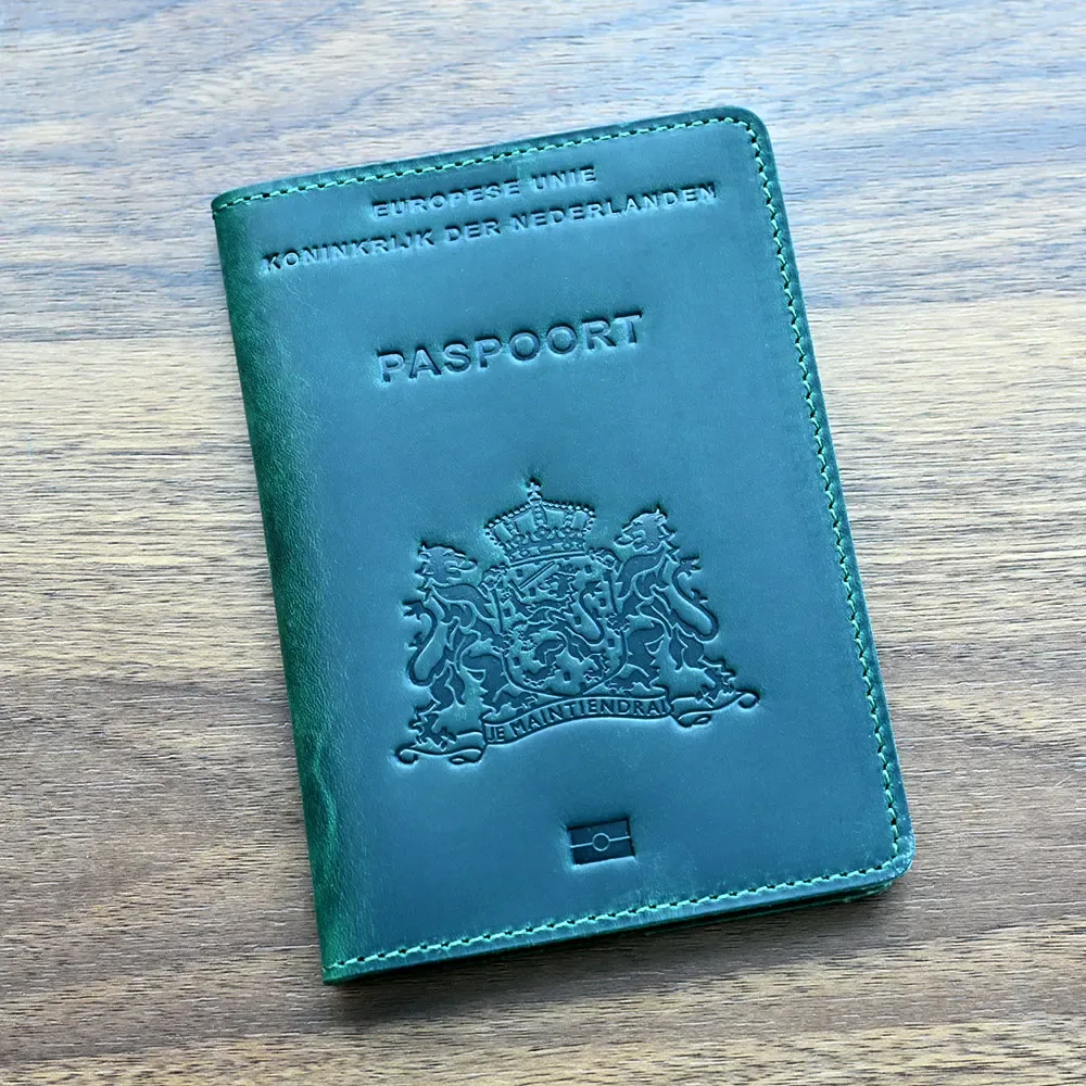 couverture de passeport en cuir pour hommes, porte-passeport de voyage d'affaires, pays-bas
