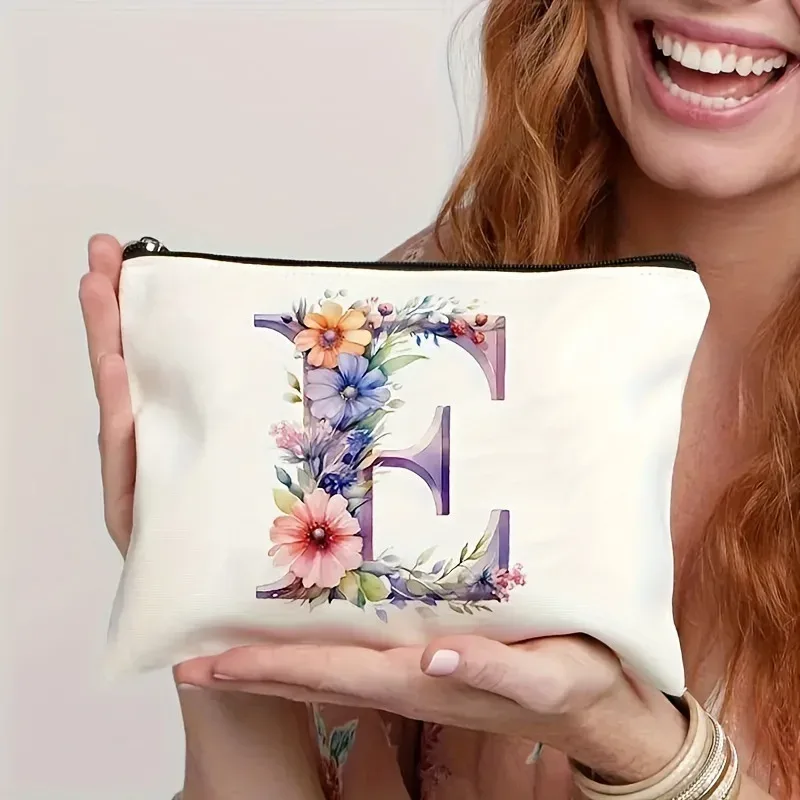 trousse de maquillage pour femme a-z lettre motif créatif sacs de maquillage sac de rangement sacs à fermeture éclair pochette de maquillage