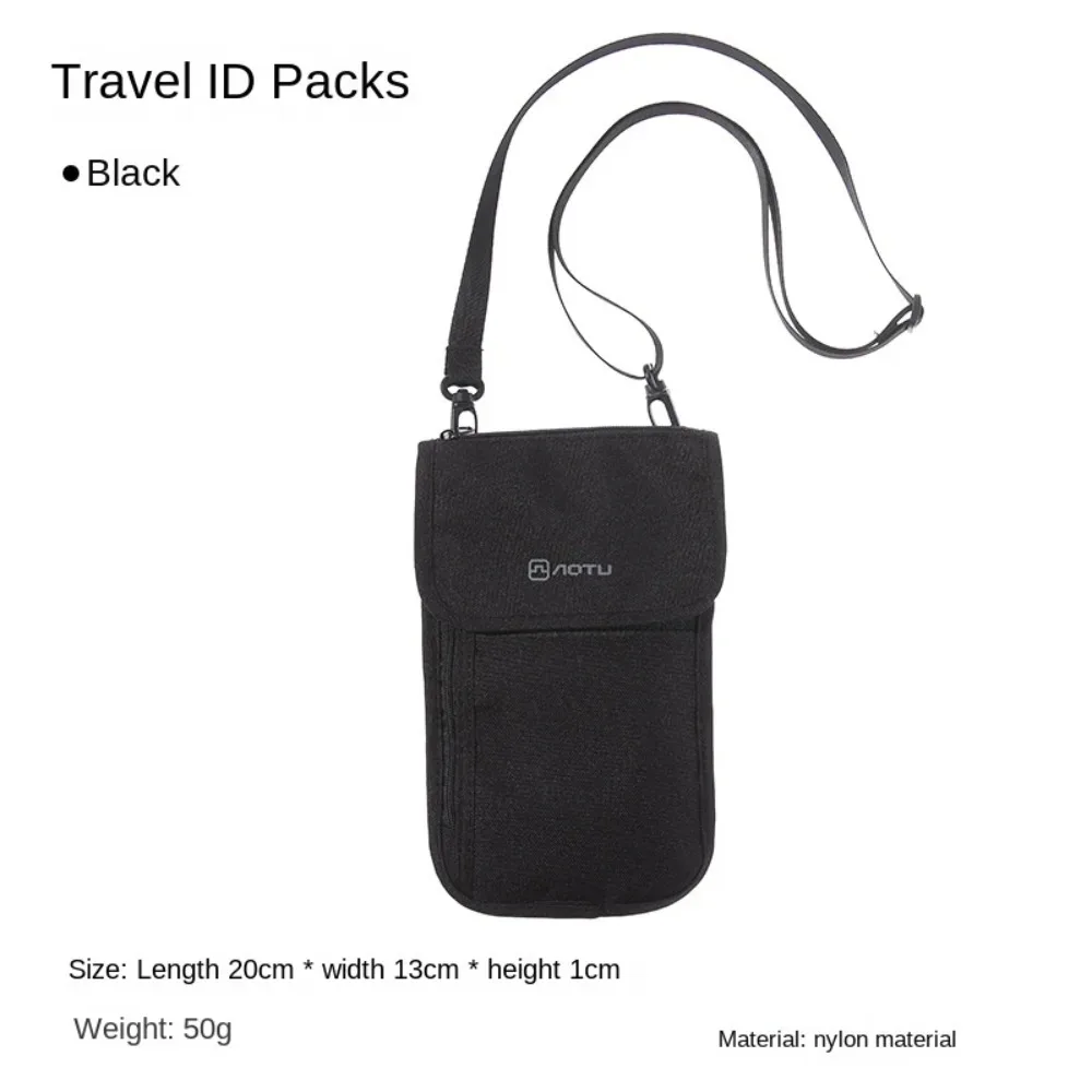 accessoires de voyage portefeuille de voyage porte-billets en nylon pochette de voyage à suspendre au cou housse de protection pour passeport avec fermeture éclair porte-passeports familial