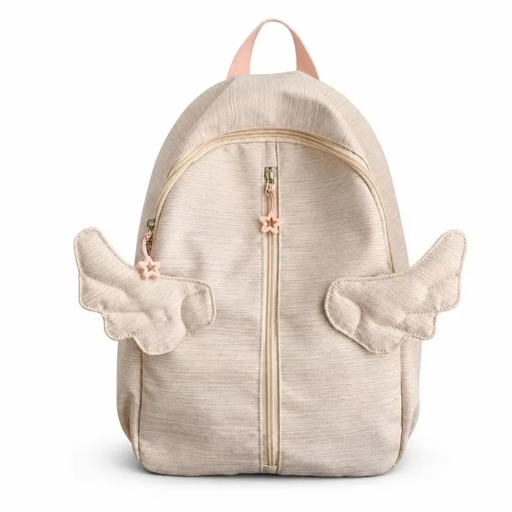 sac à dos y2k sweet angel wing multicolore avec plusieurs poches, en nylon, léger et mignon, idéal pour les étudiants, l'école et les voyages.
