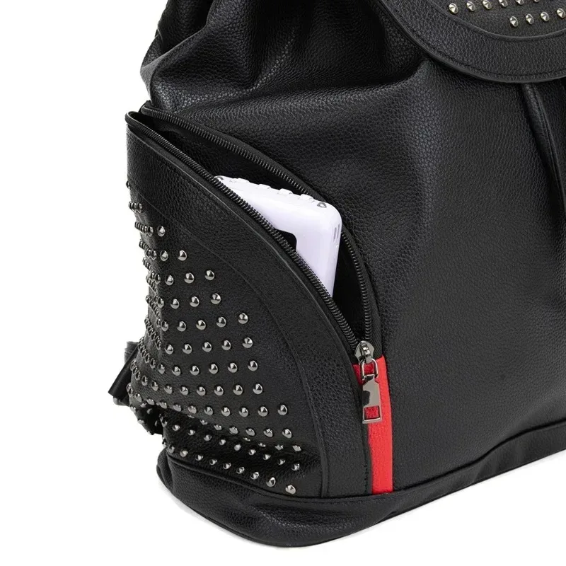 rivet hommes sac à dos grande capacité voyage sacs à dos pour hommes 14 pouces pochette d'ordinateur rabat cordon sac à dos mâle étudiant cartable