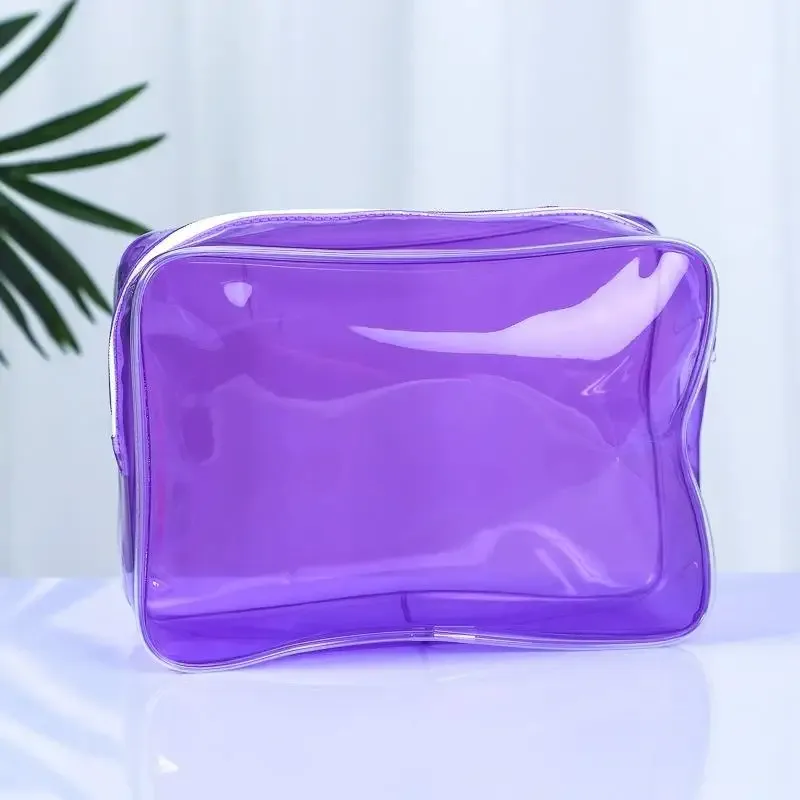 sac cosmétique transparent coloré pour femmes, sac de maquillage en pvc, sac de toilette en gelée, grande capacité, organiseur de cosmétiques de voyage, pochette de maquillage