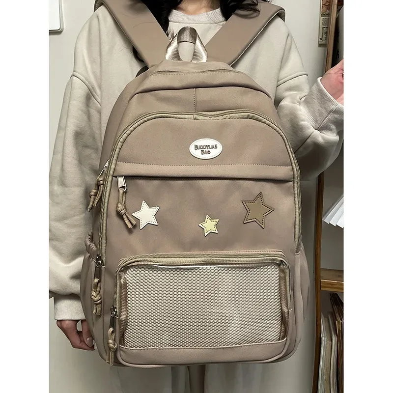 sac à dos en nylon transparent de grande capacité pour étudiante, sacoche polyvalente japonaise mignonne