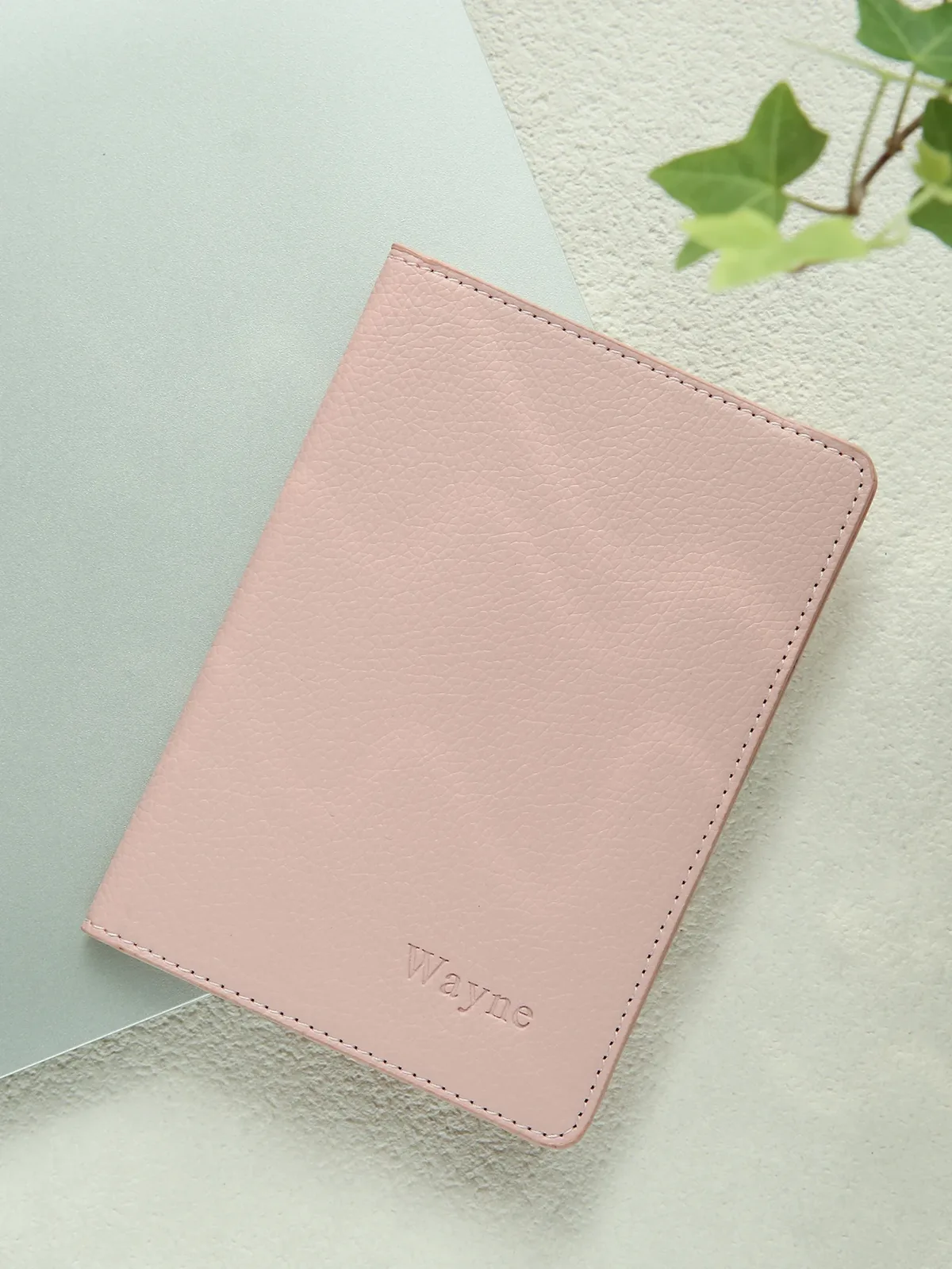 porte-passeport personnalisé avec nom, monogramme personnalisé, texture en similicuir, couverture de passeport unie avec blocage rfid, cadeau de vacances