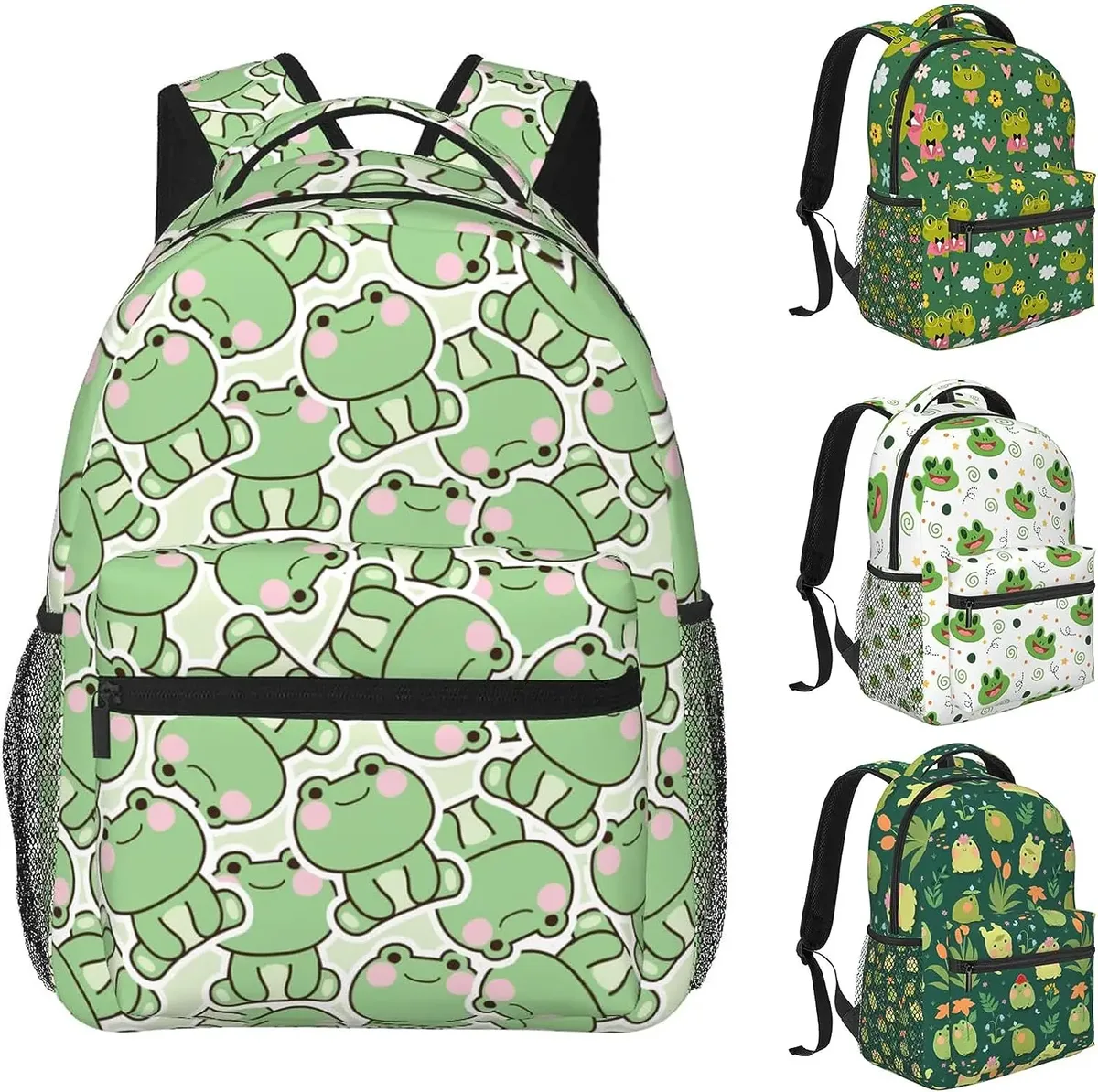 Sac à dos imprimé grenouille mignon, grande capacité, sacs pour ordinateur portable, imperméable, léger, accessoires pour le travail, sac de voyage, trucs