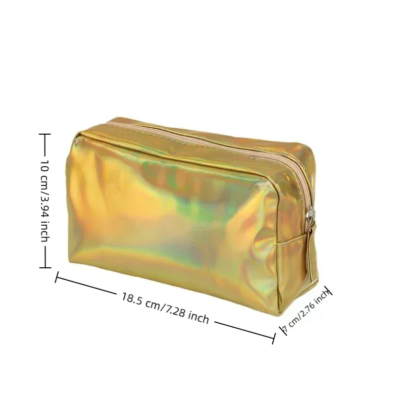 sac cosmétique laser couleur unie, étanche, portable, pour rangement de produits de toilette, sac cadeau maquillage, pochette de maquillage, organisateur de cosmétiques de voyage