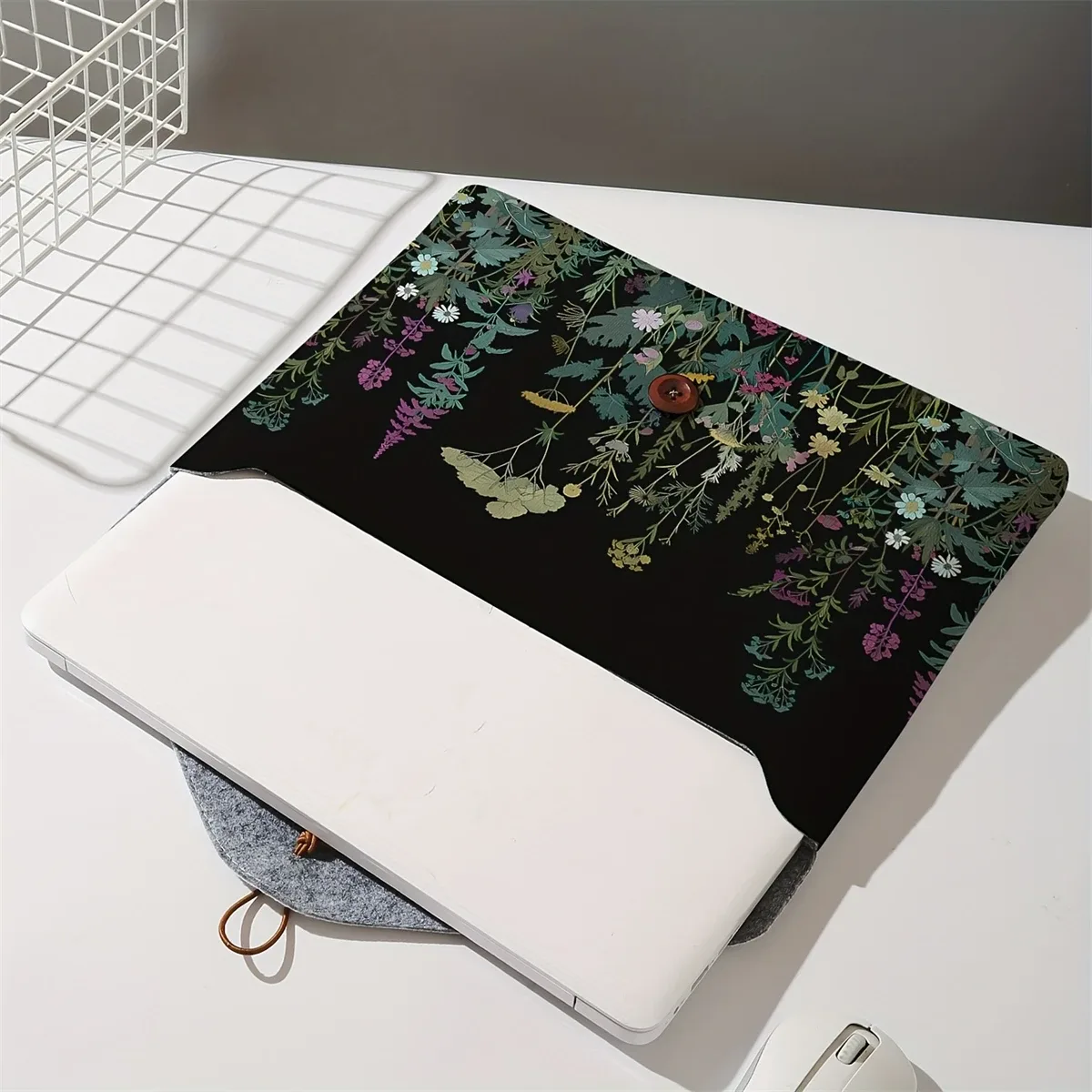 sac pour ordinateur portable à motifs de fleurs avec housse en tissu souple pour ordinateur portable, adapté au rangement à couverture souple pour ordinateur portable et au sac de rangement pour tablette