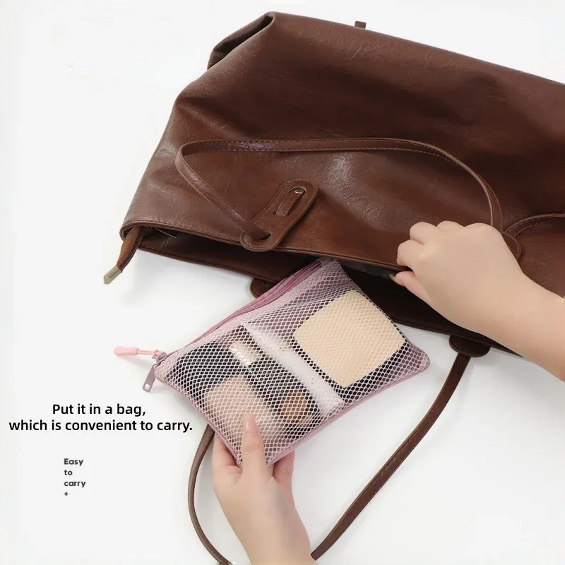 sac de rangement à double fermeture éclair, 1 pièce, sac de rangement multifonctionnel en maille respirante pour la maison et les voyages, sac de rangement portable pour cosmétiques et articles de toilette