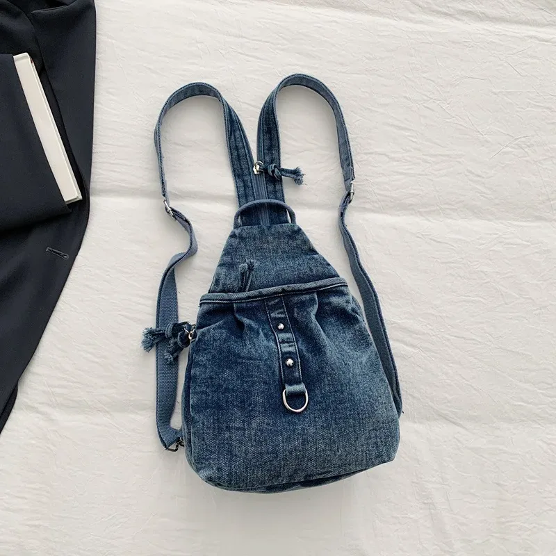 nouveau sac à dos en jean lavable tendance, sac à bandoulière décontracté multifonctionnel, sac de transport polyvalent et élégant