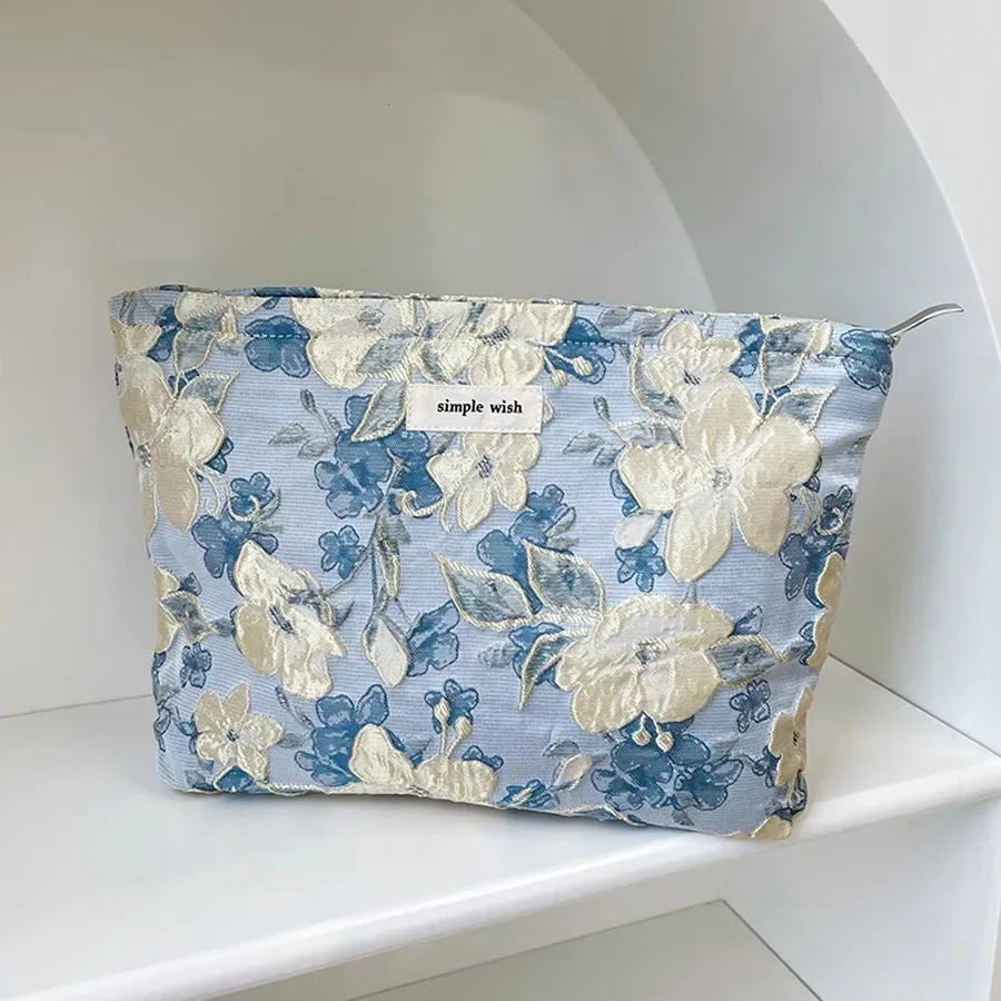 2025 mode imprimé fleuri fermeture éclair sac cosmétique voyage essentiels organisateur maquillage trousse de toilette portable femmes trousse de maquillage