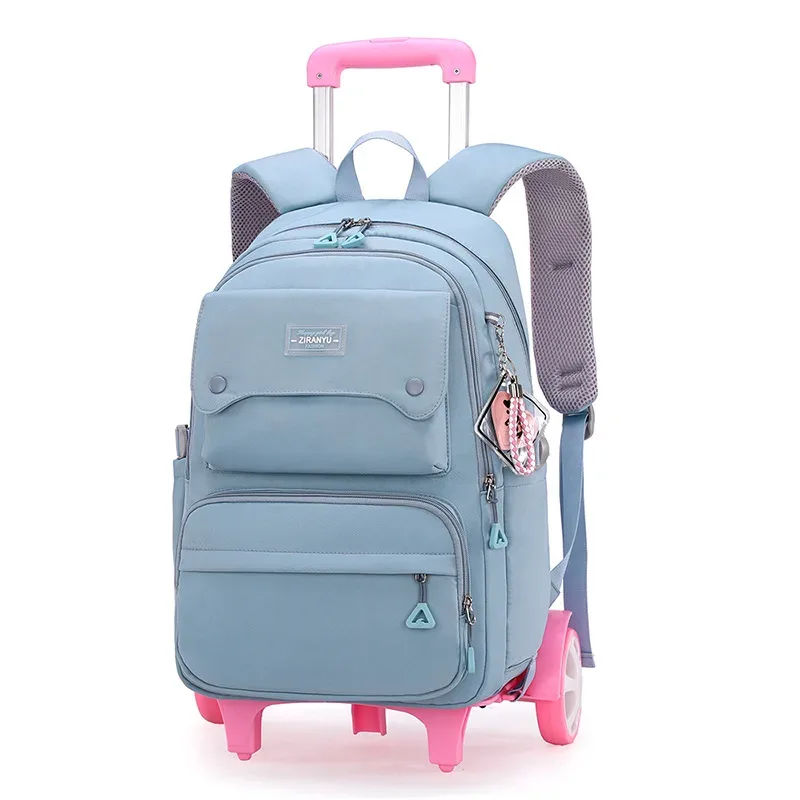 nouveau sac à dos scolaire à roulettes pour enfants, sac à dos à roulettes pour filles, sac à dos à roulettes multifonctionnel
