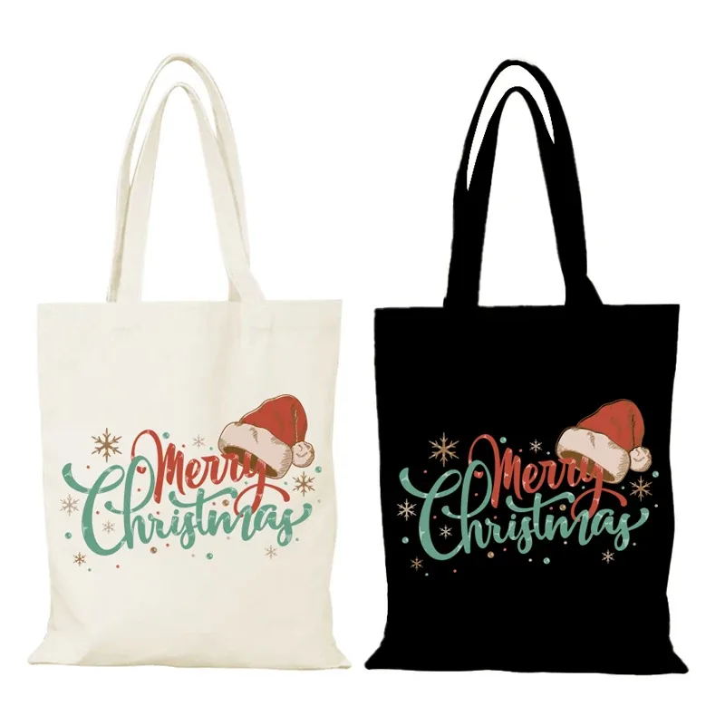 joyeux noël le sac fourre-tout femme nouvel an cadeau dessin animé sacs en tissu sac de cours sac à bandoulièr