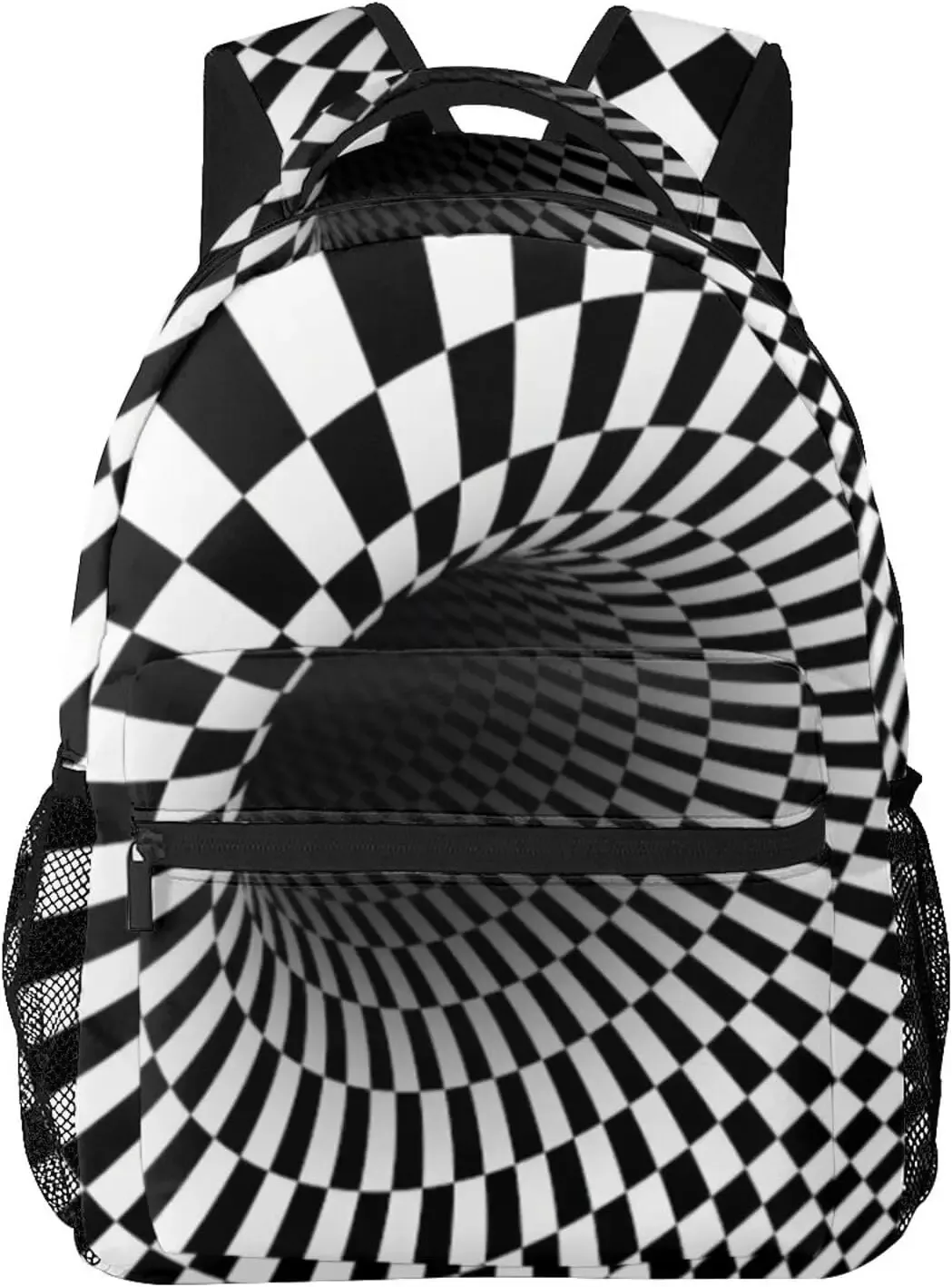 sac à dos à carreaux noir et blanc pour hommes et femmes, sacs à livres mignons, sac pour ordinateur portable, sacs initiés, voyage, randonnée, camping, sac à dos de jour