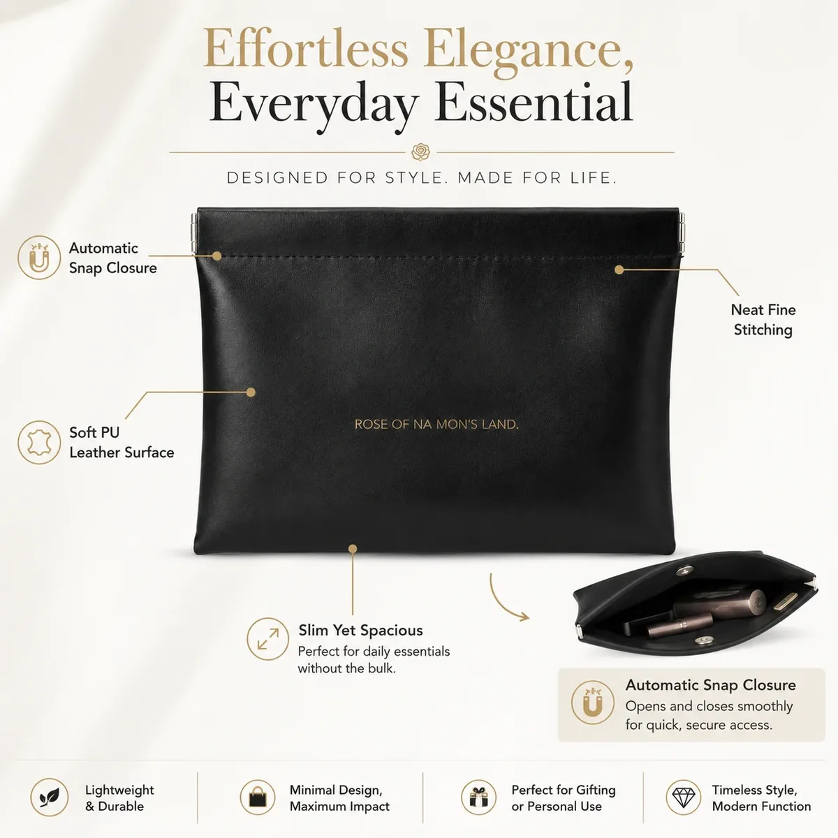 pochette de rangement à fermeture automatique, étui à ouverture rapide avec fermeture à pression pour écouteurs et pièces de monnaie