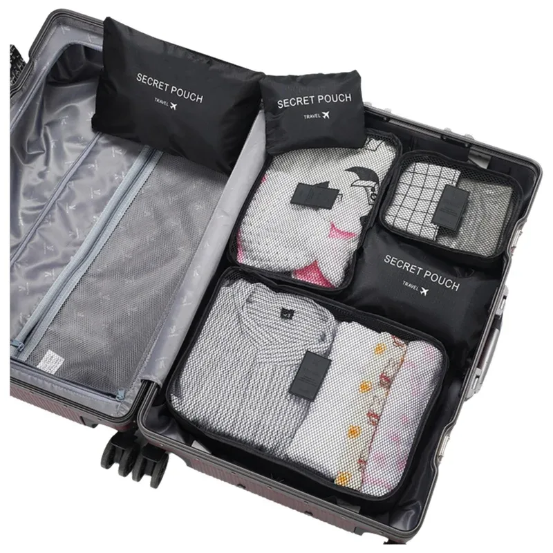 ensemble de sacs de rangement pour bagages de voyage d'affaires, petit ensemble de six pièces, organisateur de vêtements et de chaussures, style moderne minimaliste, poly…
