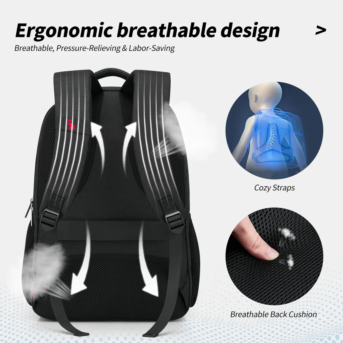 oiwas sac à dos étanche pour ordinateur de grande capacité avec port de chargement usb - sac de voyage durable pour ordinateurs portables jusqu'à 17 pouces