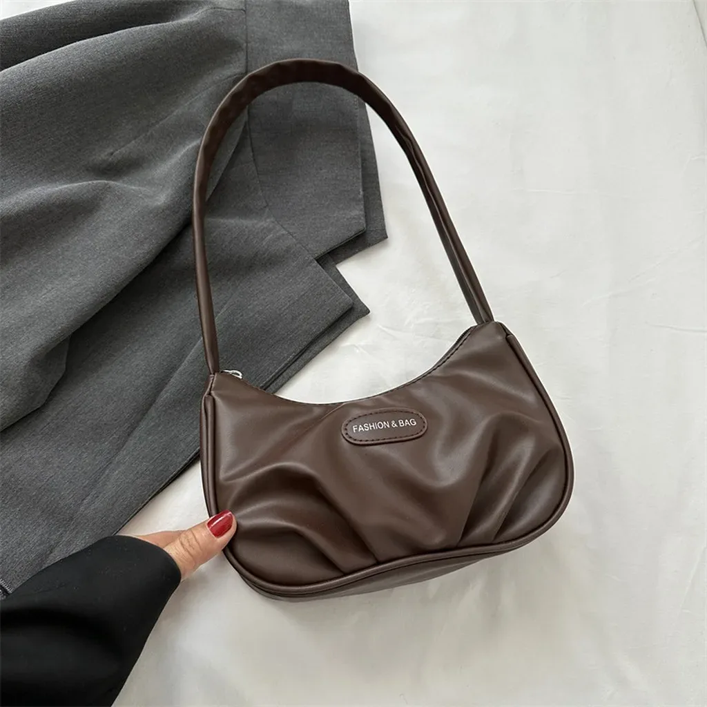 sac fourre-tout en cuir pu, sac à bandoulière croissant de niche, sac à bandoulière pour femme, style urbain pour les sorties, les rendez-vous et le trajet quotidien