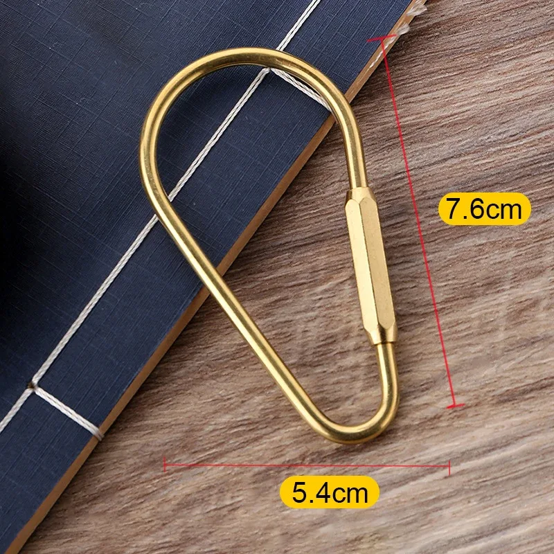 porte-clés simple en laiton avec crochet en d à verrouillage par vis, forme ovale, demi-sphère, goutte d'eau, en forme de d, mousqueton à fixer à la ceinture, accessoire de sac à dos, cadeau