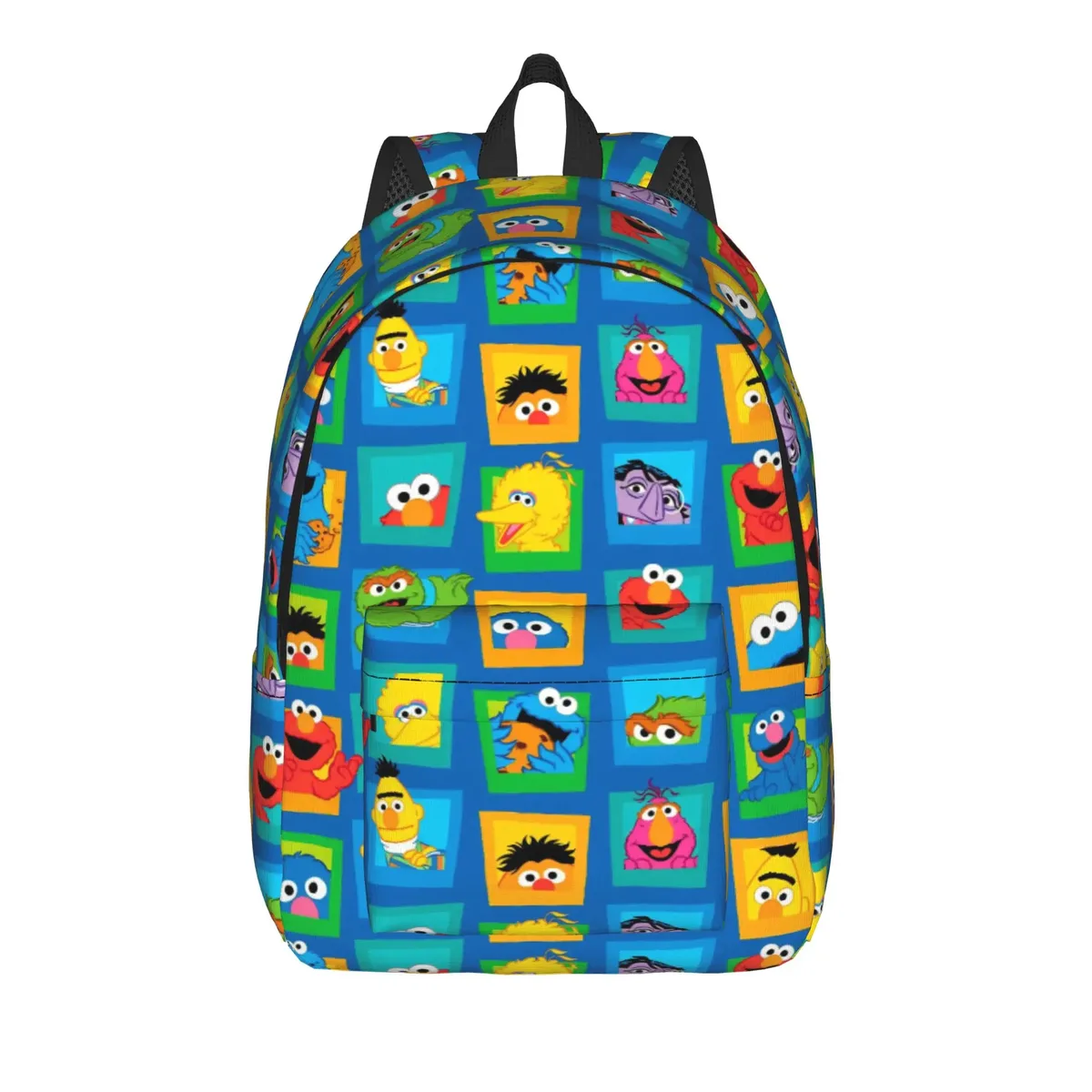 sac à dos décontracté sesames streets avec poche, sac à dos de randonnée pour étudiants, sac à dos cookie monster pour hommes et femmes, sacs en toile pour ordinateur portable