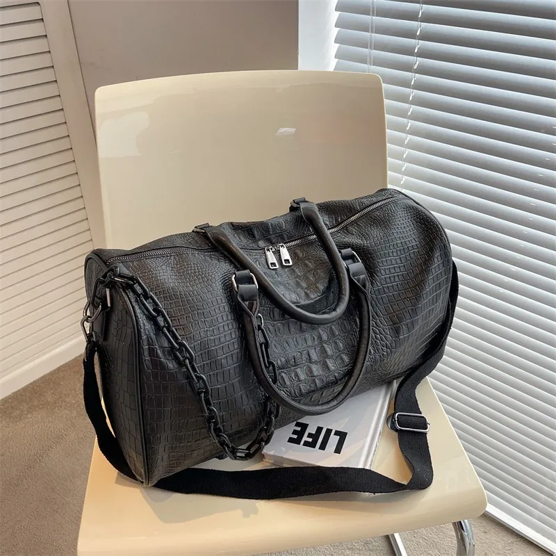 sacs de voyage grande capacité en cuir pu motif crocodile, sacs fourre-tout imperméables, sacs de sport et de yoga pour femmes