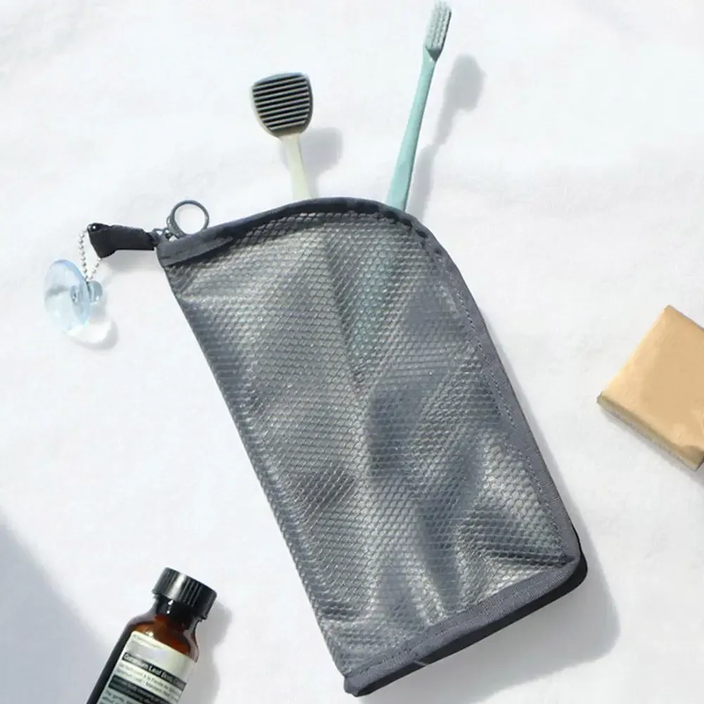 trousse de toilette en maille pour femme, organisateur de maquillage portable, étui de voyage étanche pour brosse à dents, pochette de beauté