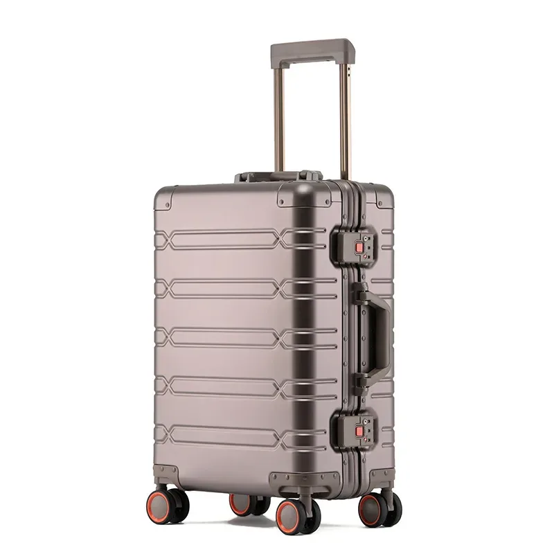 sushimu valise trolley en alliage d'aluminium-magnésium, roue tournante, valise en alliage d'aluminium, boîte, valise d'embarquement par mot de passe