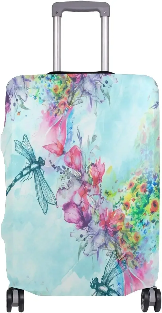 juste de valise florale libellules, d343-verde, housse de protection pour bagages, bagages de voyage, housses de bagages d'aéroport, convient à 18 "-32"