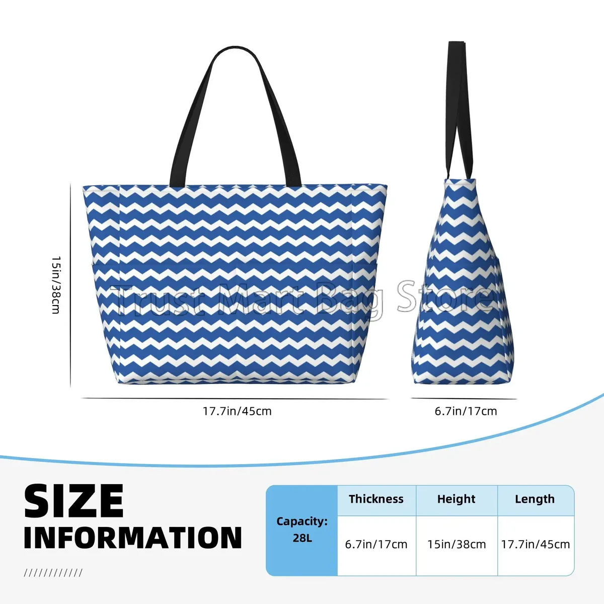 grand sac de plage bleu rayé pour femme, étanche, sac fourre-tout anti-sable, sac de piscine avec fermeture éclair et poches, voyage, vacances, salle de sport