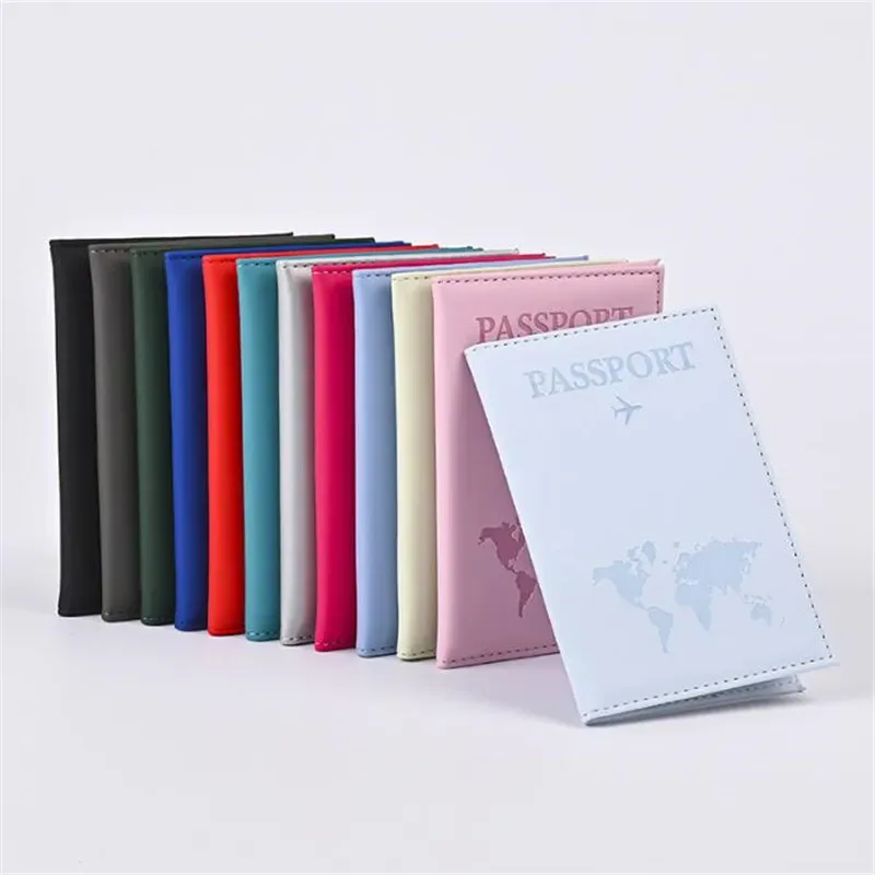 plan aérien accessoires de voyage porte-passeport couverture d'identité femmes hommes portable rose carte bancaire passeport affaires portefeuille en polyuréthane étui titulaire
