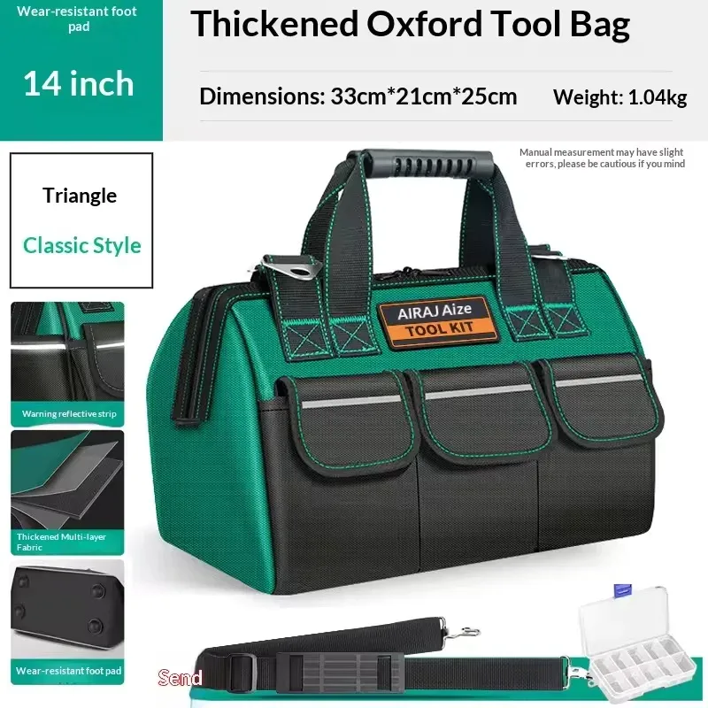 sac à outils robuste, boîte à outils portable à 14 poches, organisateur de rangement, organisation de boîte à outils avec bandoulière réglable